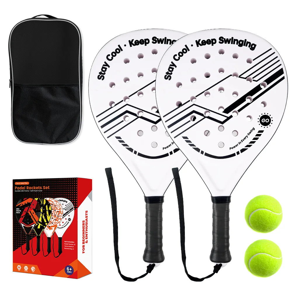 Padel-Set – Grafik Weiß/Schwarz